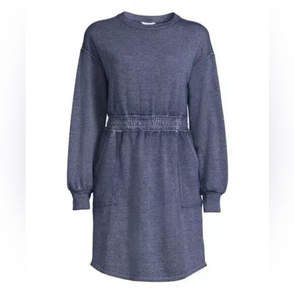 NWT Time and tru indigo blue sweatshirt dress elastic waist XXL - Picture 1 of 8